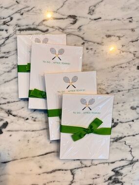 Green Ribbon Tennis Notecard Set by